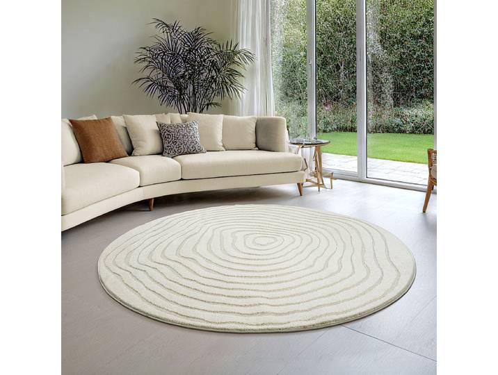 Teppich THE CARPET Everest , beige (creme), H:14mm Ø:120cm, Polypropylen, Teppiche, Teppich, moderner Wohnzimmer Teppich hohe Flordichte