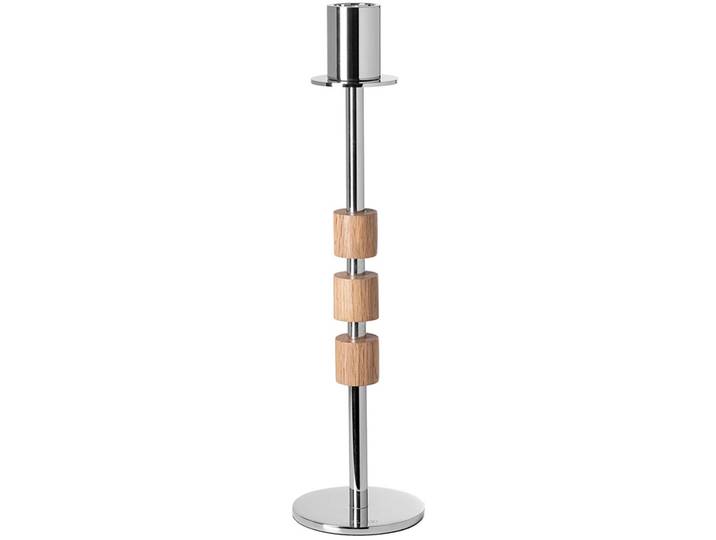 Kerzenleuchter FINK PORTERO , silber (braun, silberfarben), B:9cm H:37cm T:9cm Ø:9cm, Aluminium, Edelstahl, Holzwerkstoff, Kerzenhalter, Kerzenleuchter