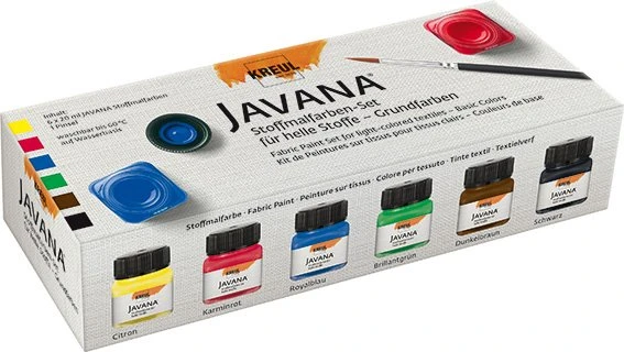 KREUL Farbset für helle Textilien 6 x 20 ml - Basic, JAVANA