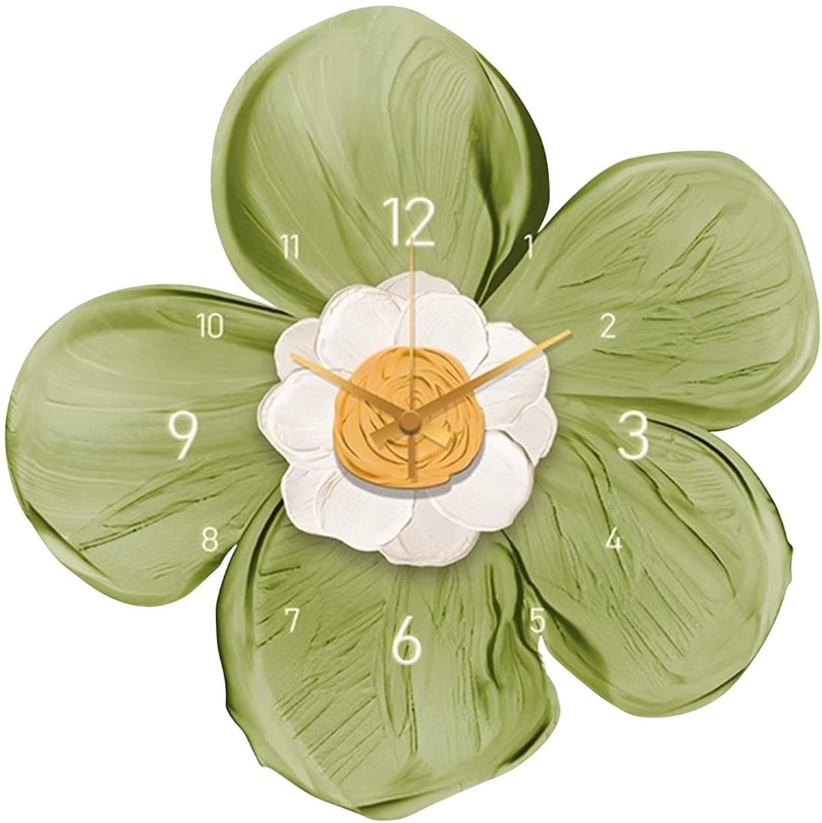 Omgoods Art Deco Wandklok met Bloemen Motief - Stille Wandklok voor Volwassenen