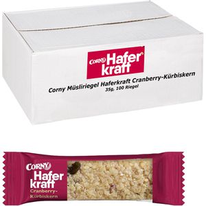 Corny Müsliriegel Haferkraft Cranberry-Kürbiskern, je 35g, 100 Riegel