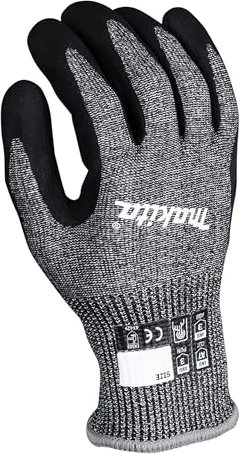 Makita Arbeitshandschuhe P-84735, Gr. XL (10), Schnittfestigkeit F/7 (schwarz/grau, 1 Paar)