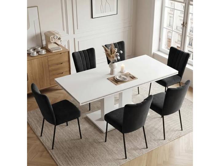 JIEXI Esstisch mit 6 Stühlen Set, Essgruppe mit Tisch Ausziehbar, 180 x 80 x 76 cm Rechteckig Esstisch mit 6 stühle für Esszimmer
