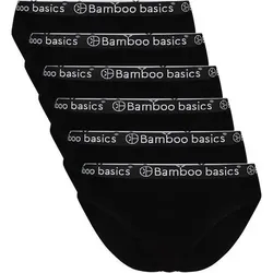 BAMBOO BASICS Bamboo basics Damen Slips YARA, 6er Pack - Logo-Bund, atmungsaktiv, Single Jersey, Größe S in Schwarz Schwarz