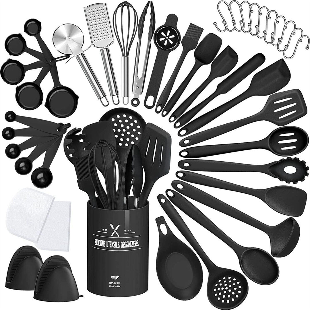 Belfry Kitchen Oellers 43 Utensil Set Black