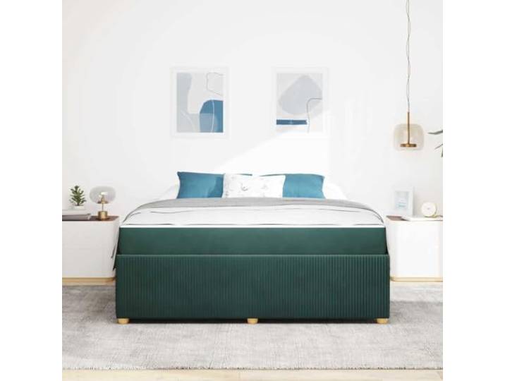 KTHLBRH Bettgestell dunkelgrün 180 x 200 cm Technisches Holz, feste Latten, Federkernmatratze, modernes Design für Schlafzimmer
