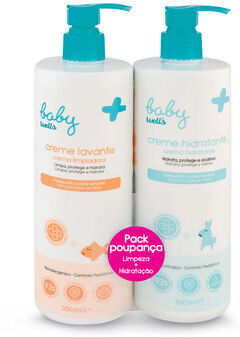 Baby Wells Pack Creme Hidratante e Gel Lavante Sensível 2 x 500 ml
