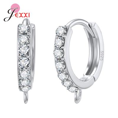 Korean Style Crystal Earring Findings: Genuine 925 Sterling Silver DIY Jewelry Accessories b