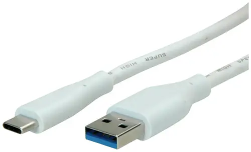Value USB-Kabel USB 3.2 Gen1 USB-A Stecker, USB-C Stecker 2.00 m Weiß Geschirmt 11.99.9035