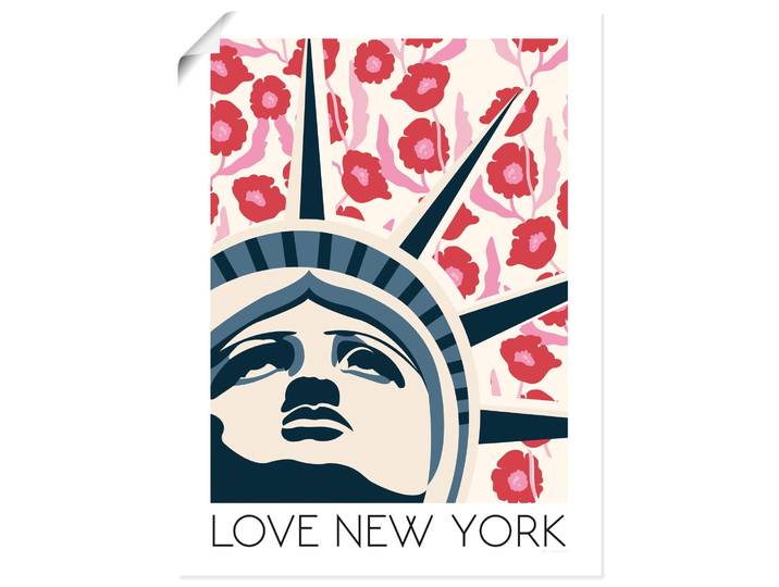 Wandbild ARTLAND Love New York , farbe bild(er): rot, B:45cm H:60cm, Papier, Bilder, Wandbild, als Alubild, Leinwandbild, Poster, Wandaufkleber in verschied. Grössen