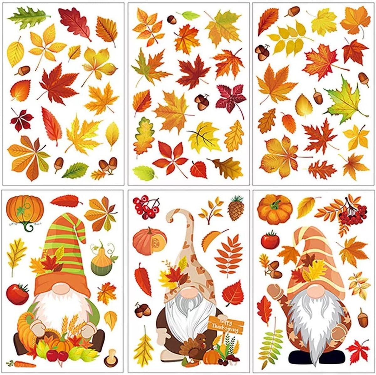 Verwijderbare Herfst Raamfolie met Herfstbladeren - Zelfklevende Raamstickers voor Herfstdecoratie