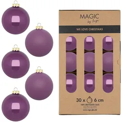 30 Weihnachtskugeln Glas 6cm matt & glänzend Christbaumkugeln Weihnachtsbaumkugeln Weihnachten Christbaumschmuck Weihnachtsbaumschmuck Wild Mauve