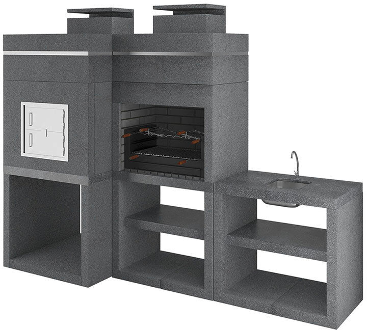 My-Barbecue Barbecue a Lenha Moderno Compacto CE910 - Cinza / Esquerda