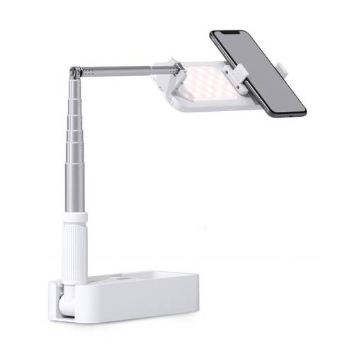 4Smarts Tischstativ Weiß Bluetooth, inkl. Smartphonehalter, integrierter Akku