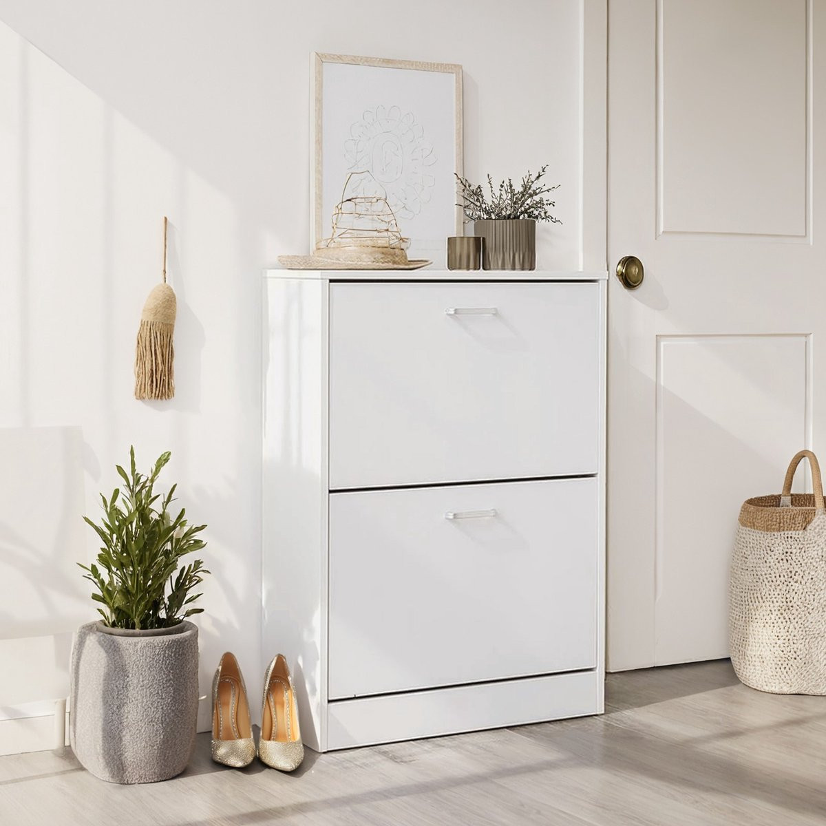 Ruimtebesparende schoenkast met 2 flappen en verstelbare partities, B/D/H: 60 x 24 x 83,5 cm