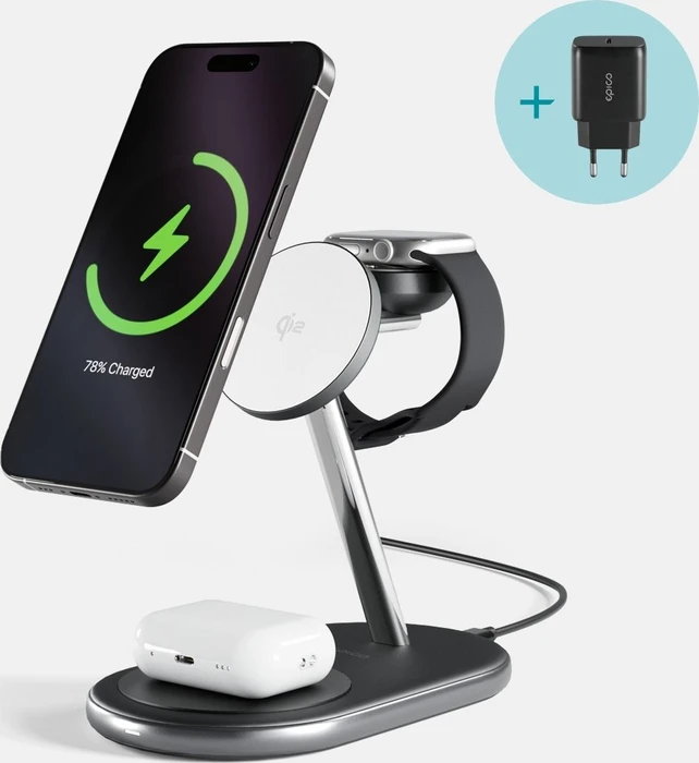 Epico UltraBase Qi2 3in1 Mag+ Wireless Charging Stand EX60 - Schwarz
