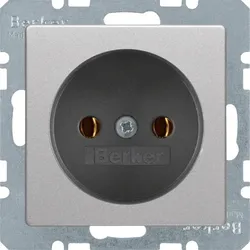 Berker Steckdose alu/samt ohne Schutzkontakt 6161036084
