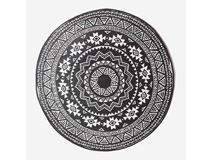 Homescapes Outdoor Teppich wetterfest, runder Gartenteppich schwarz-weiß mit Mandala-Muster, beidseitig verwendbar, regenfest & abwaschbar für Balkon, Terrasse, Garten, Camping & Indoor, 180 cm