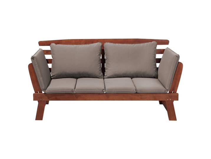 GARTENSOFA Eukalyptusholz dunkelbraun verstellbare Armlehnen 210 cm Portici