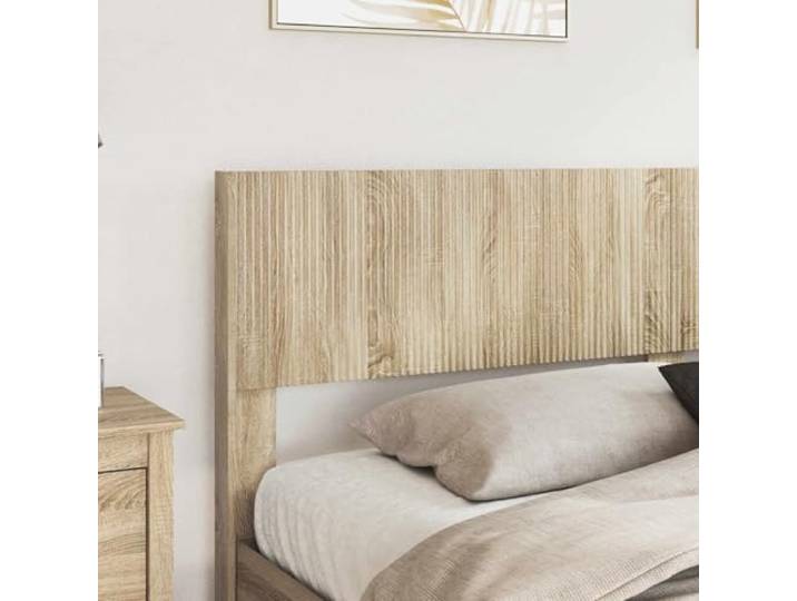 SKTQYQO Boxspringbett mit Kopfteil Eiche Sonoma Technisches Holz, integrierte Regale, Lattenrost, modernes Design