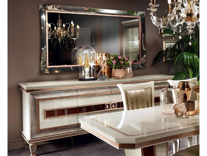 Xlmoebel Kommode Holz Konsole Sideboard Anrichte mit Spiegel 2tlg arredoclassic (Anrichte, Spiegel, Anrichte, Spiegel), Made in Europa