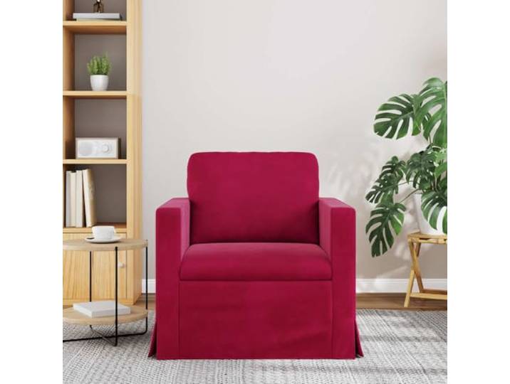 KTHLBRH Sofa aus Samt, Weinrot, 78 x 78 x 80 cm Modular, Metallgestell, Armlehnen aus Holz, ergonomischer Sitz, Verwendung im Innenbereich