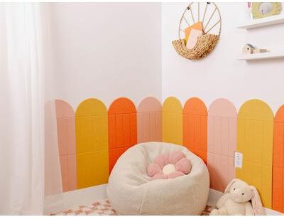 Felt Right Peach Scallop Wainscoting   Sound Dampening Pinnable Tiles