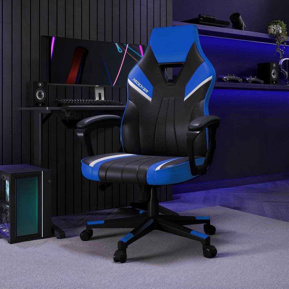 X Rocker Tempest Ergonomic PC Office Gaming Chair Blue/Black 69cm W X 67cm D