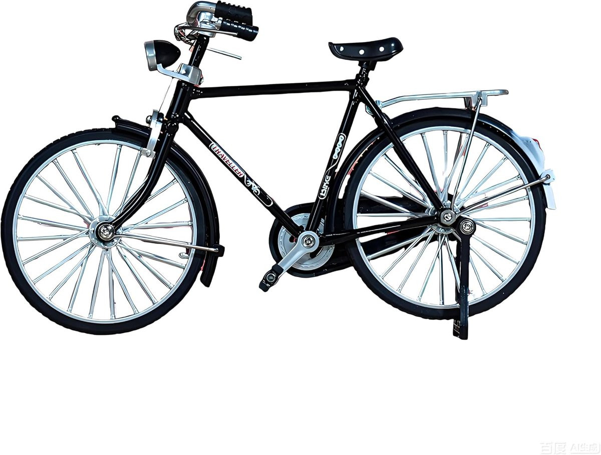 Mini fiets model ornament 1:10 retro ontwerp zwart voor decoratie