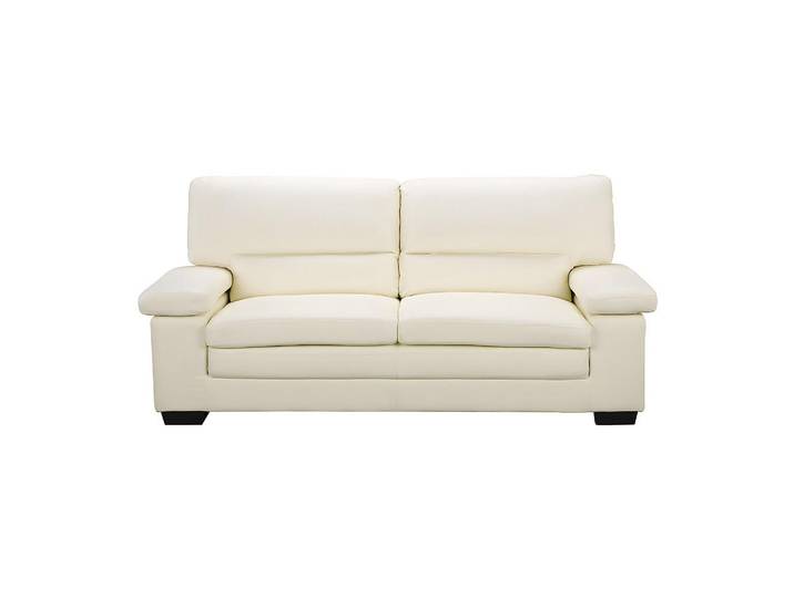Vente-Unique Sofa - 3 Personen - leder - elfenbeinfarben Mimas, Weiß, Kunststoff, Uni, 210x97x89 cm, Wohnzimmer, Sofas & Couches, Sofas
