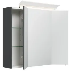 Spiegelschrank 75cm inkl. Design LED-Lampe und Glasböden weiss hochglanz