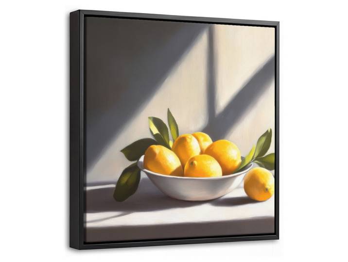 LEINWAND Bilder mit Rahmen - Zitronen - Stilleben - Gelb - 20x20