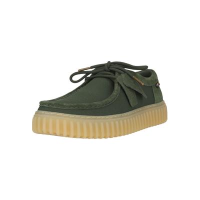 Schnürschuh CLARKS "Torhill", Herren, Gr. 42, dunkelgrün, Kunstfaser, Schuhe Schnürschuh, mit gerippter Laufsohle