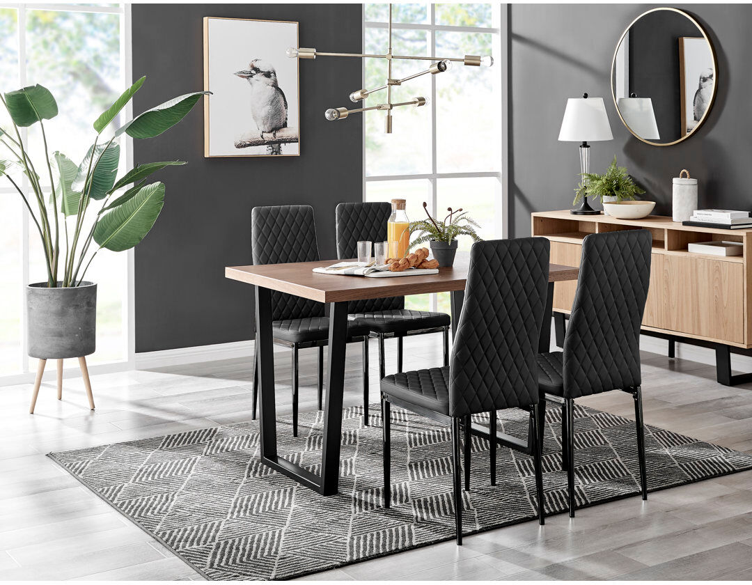 Canora Grey Eubanks 4 -Person Dining Set Black 4