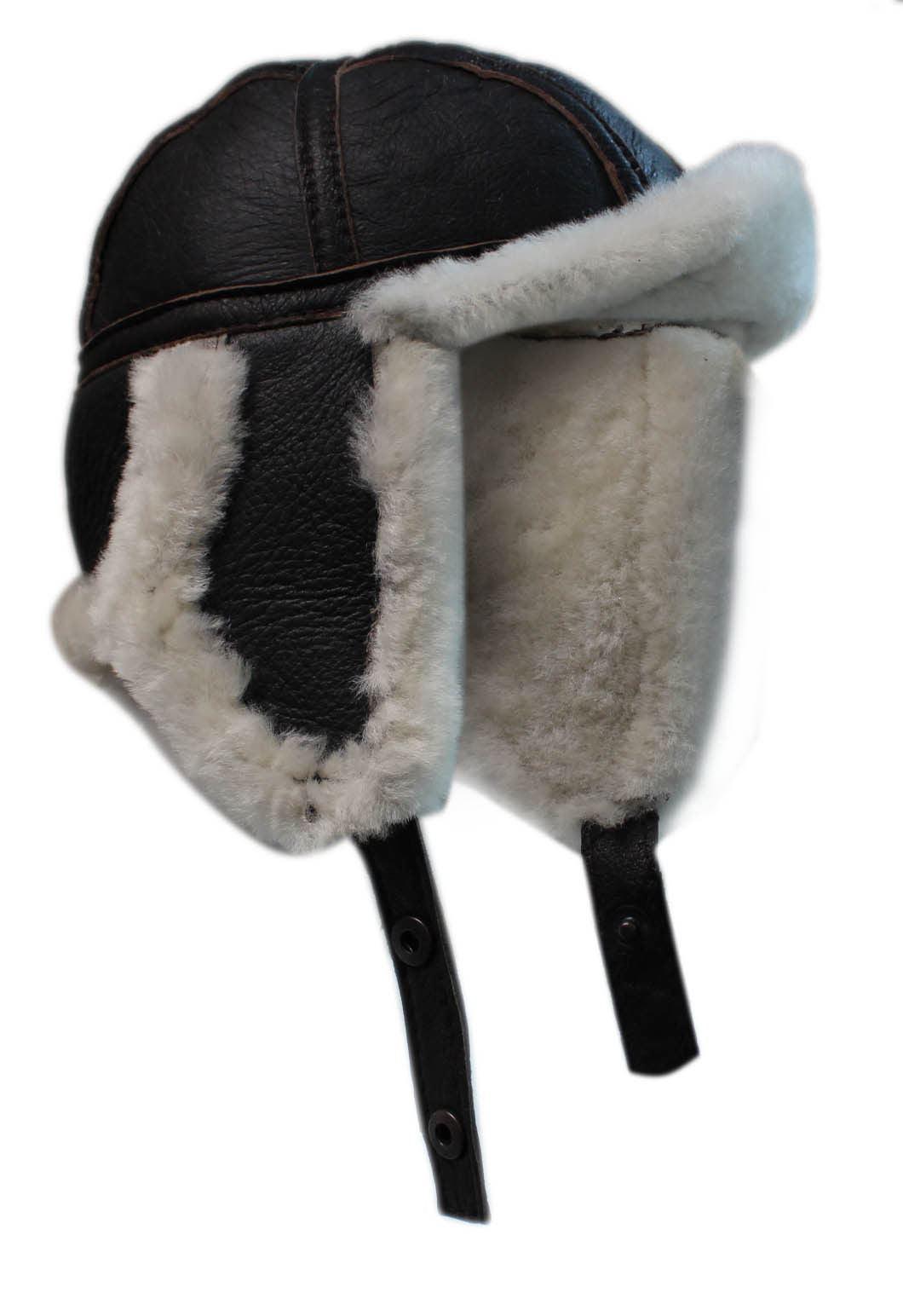 Herren RAF Aviator Schaffell B-55 Trappermütze