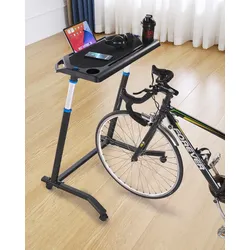 VEVOR Fahrradtisch stationärer faltbarer verstellbarer Fahrradtrainer- und Laufbandtisch mit feststellbaren Rädern, rutschfester Fitnesstisch mit mehreren Steckplätzen für Fahrradtrainer und Lenker