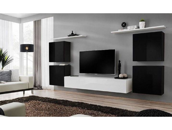 Xlmoebel Wohnwand Elegante Wohnwand in modernem Design mit hochwertiger Verarbeitung, (8-St., 1x Wohnwand + 1x TV Ständer + 4x Wandschrank + 2x Wandregal), Hergestellt in Europa