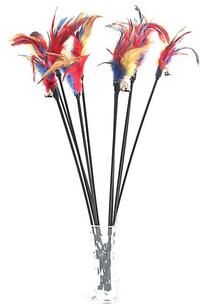Inspired Finds FeatherFrenzy 5 Piece Interactive Cat Wand Toy Set With Bells & Feather Teasers phoenix Feather Wand