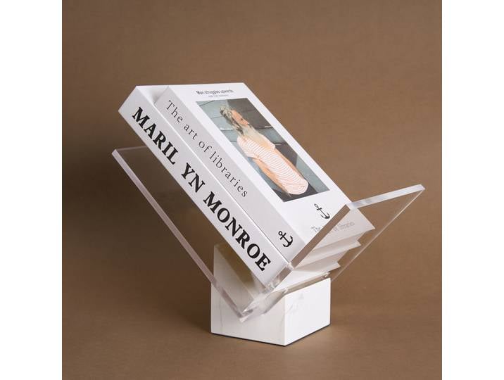 Support de livre en marbre naturel pour l'affichage et la lecture, support en acrylique transparent pour sped'art, manuels de nettoyage de livres de cuisine