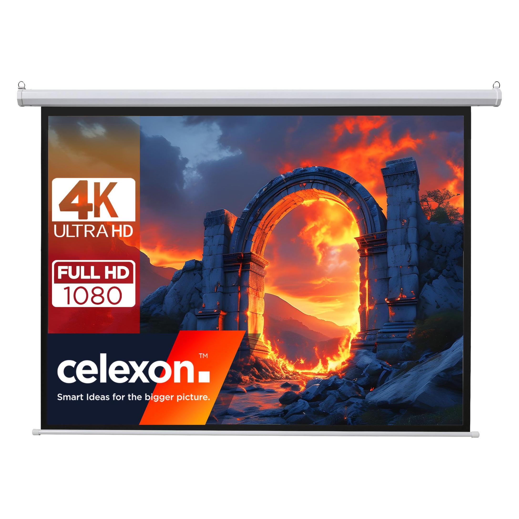 Celexon basic elektrische Beamer-Motor-Leinwand optimal für Heimkino, Präsentation, Schule und Busin (94.49", 1:1) (42575784)