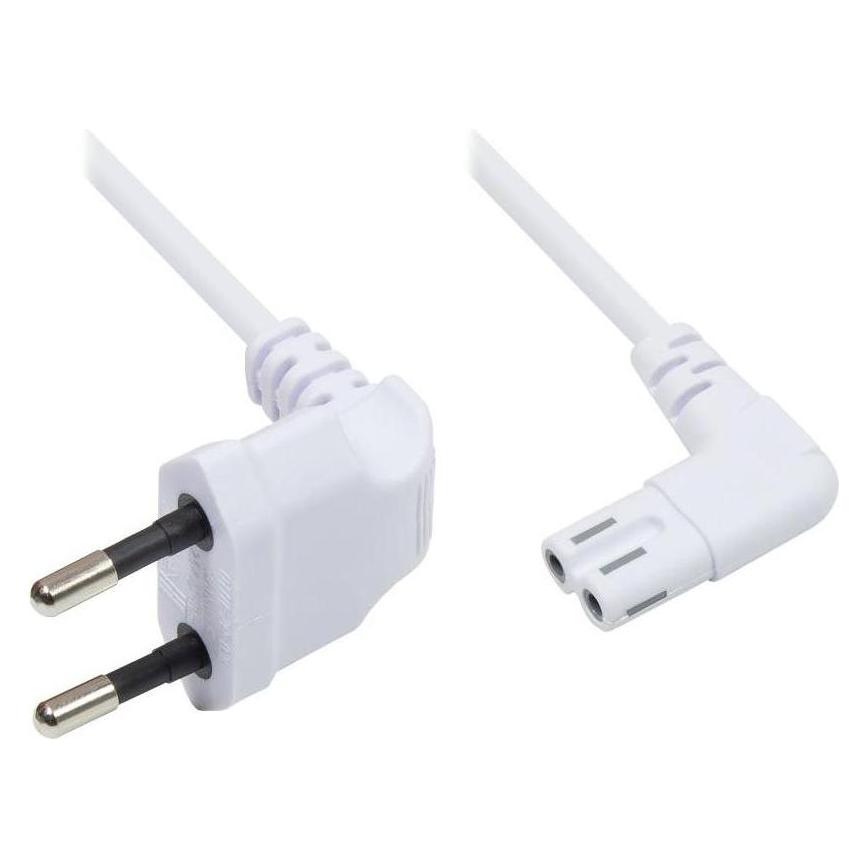 Varia Euro-Netzkabel abgewinkelt 1,5m, Euro-Stecker auf Euro 8 Buchse, weiss (1.50 m) (407600)