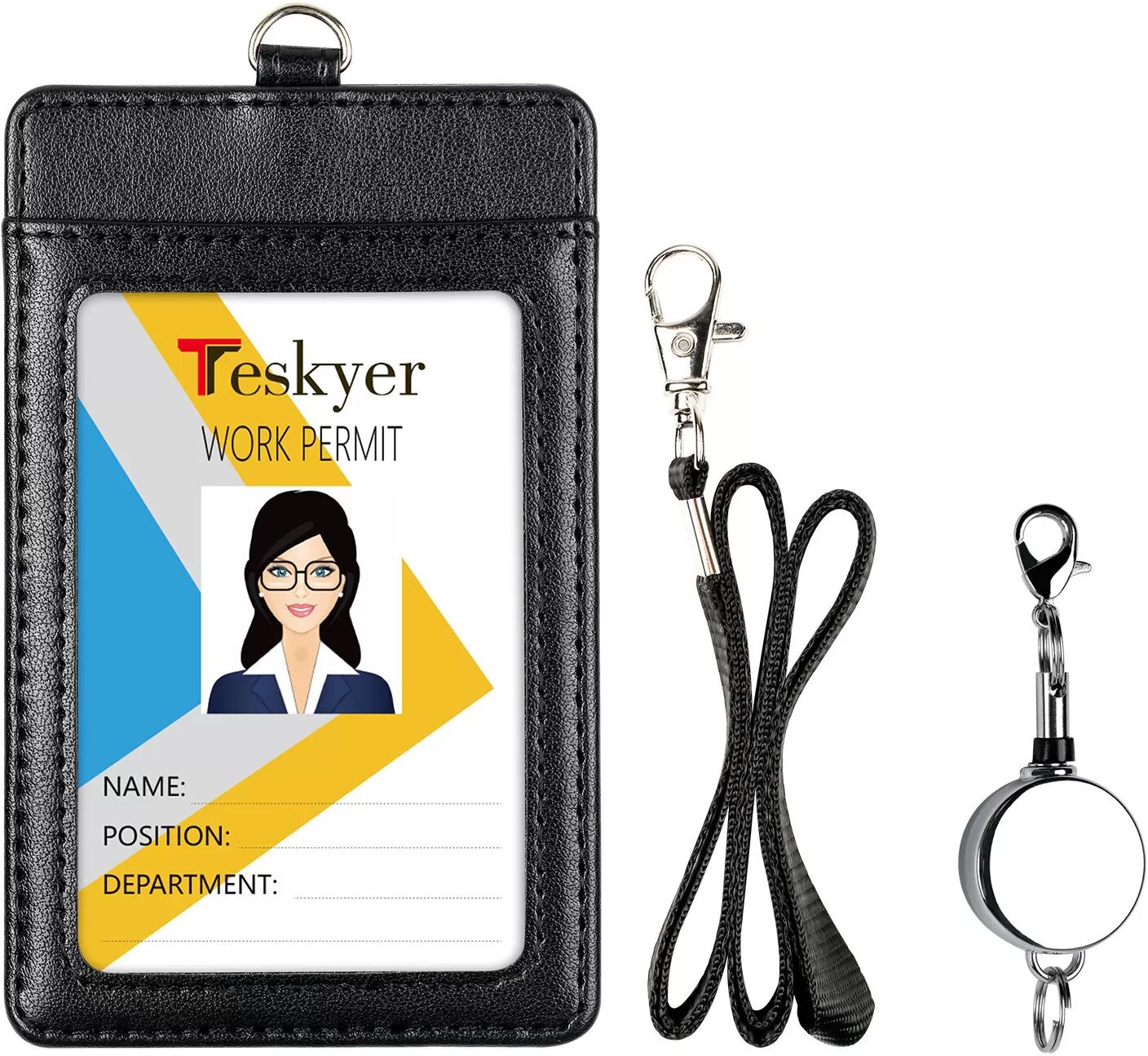 INF Porte-cartes vertical en cuir PU Le noir