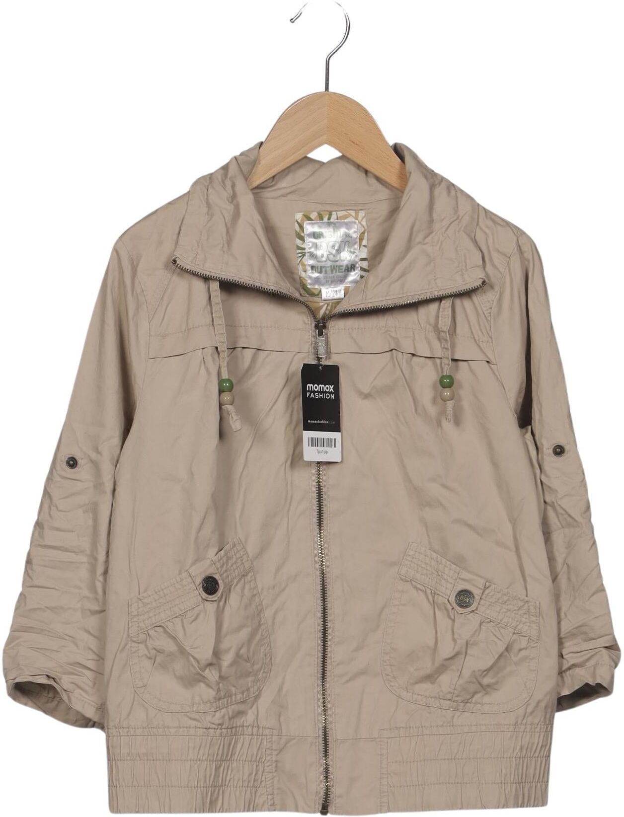 bershka Damen Jacke, Beige, Gr. M, Baumwolle - Second Hand