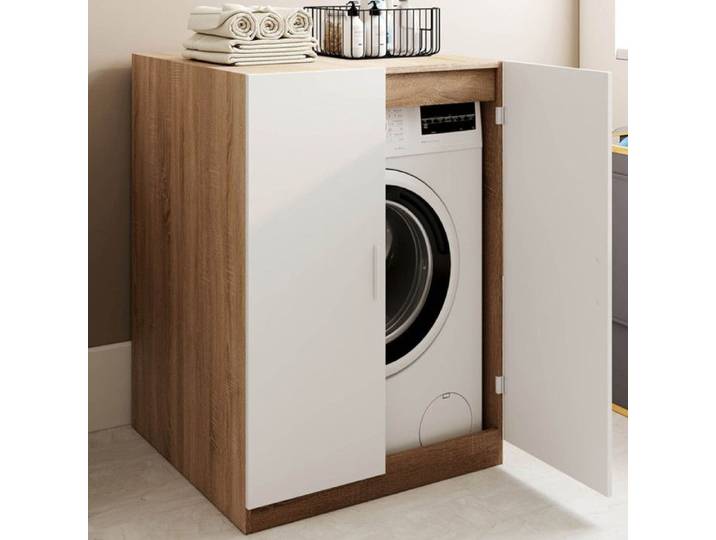 MEUBLE MACHINE A LAVER WALLIS BOIS ET BLANC