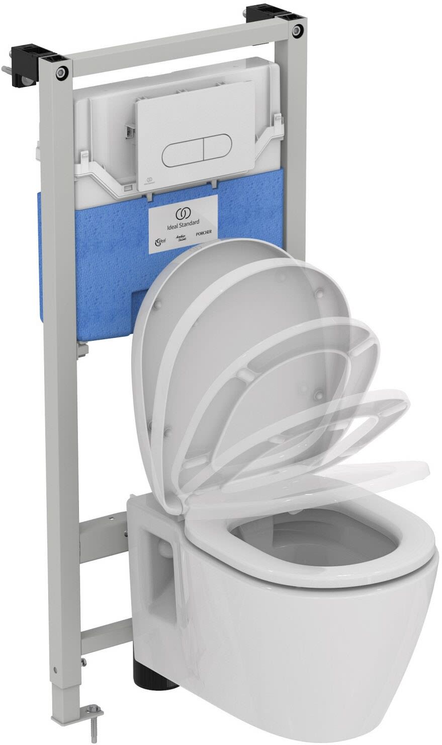 Ideal Standard Vorwand-Paket, WC-Element, WC RimLS Connect und Platte Oleas M1, Badkeramik, R039901, weiß - weiß