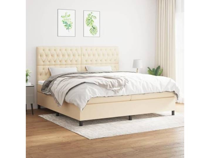 RJPLMFV Matratzen-Matratze, 200 x 200 cm, Stoff, cremefarben Verstellbarer Kopf, Taschenfedern, mittlere Unterstützung, weicher Matratzenschoner