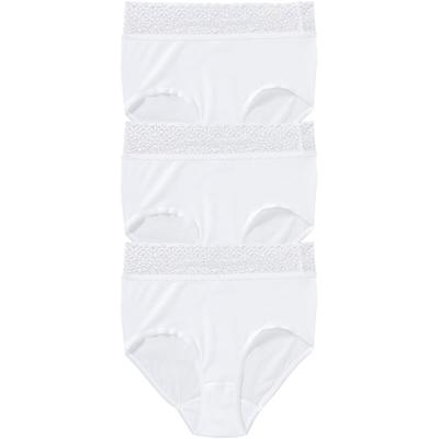 Taillenslip SPEIDEL "Natalie", Damen, Gr. 44, weiß, Obermaterial: 100% Baumwolle, unifarben, Unterhosen Taillenslip, bequem, dekorativ, weich, elastisch, mit Spitze, Baumwolle