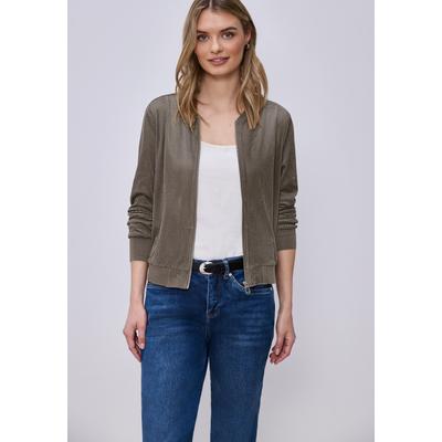 Kurzjacke STREET ONE, Damen, Gr. 40, braun (schwarz beige), Stoff, 100% Polyester, unifarben, normal normal, Rundhals, Bündchen, Jacken Kurzjacke, Rundhalsausschnitt