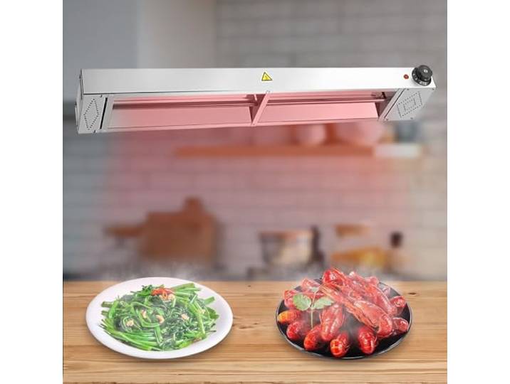 BOVDC Wärmelampe Küche Gastro, Einstellbare Temperatur Wärmelampe Speisen Edelstahl Wärmebrücke Küche Gastro, Hängende Speisenwärmer Lampe für Buffet, Großer Heizbereich
