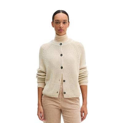 Cardigan MARC O'POLO, Damen, Gr. M, beige (smokey sands), Strick, Obermaterial: 100% Baumwolle, unifarben, loose fit normal, Rundhals, Strickjacken, loose aus Heavy-Weight-Organic-Cotton